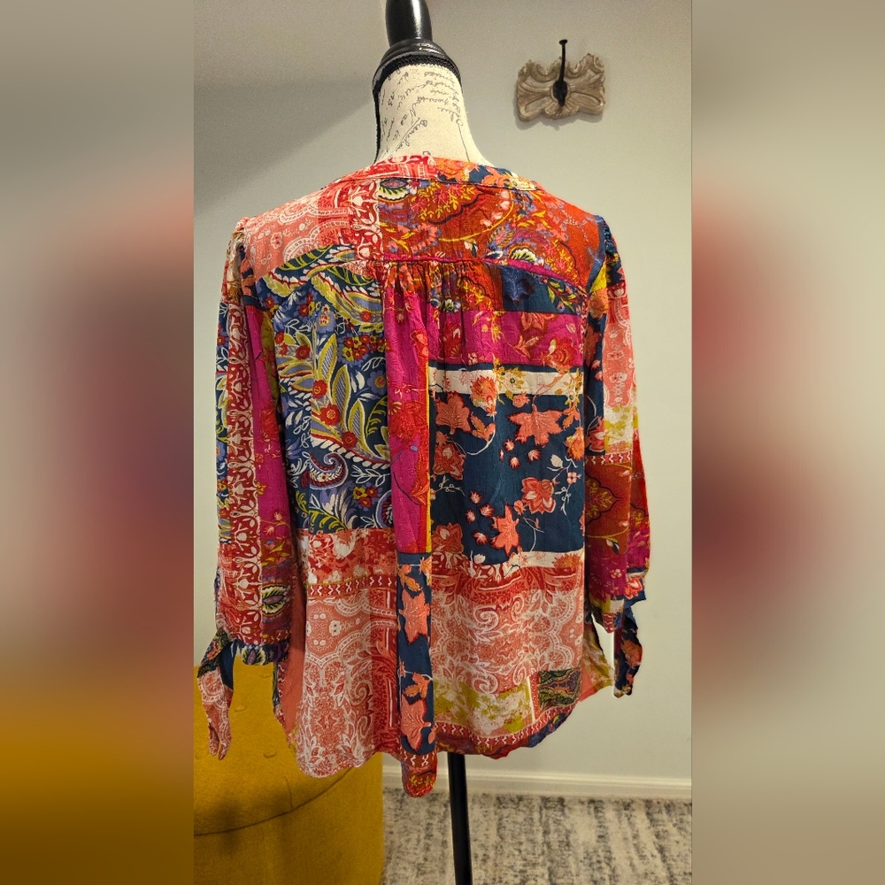 Jones New York Multicolor Patchwork Blouse, Size 1X. - Picture 6 of 13